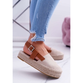 NFR Women's Espadrilles Suede On A Beige Parteno Platform 1