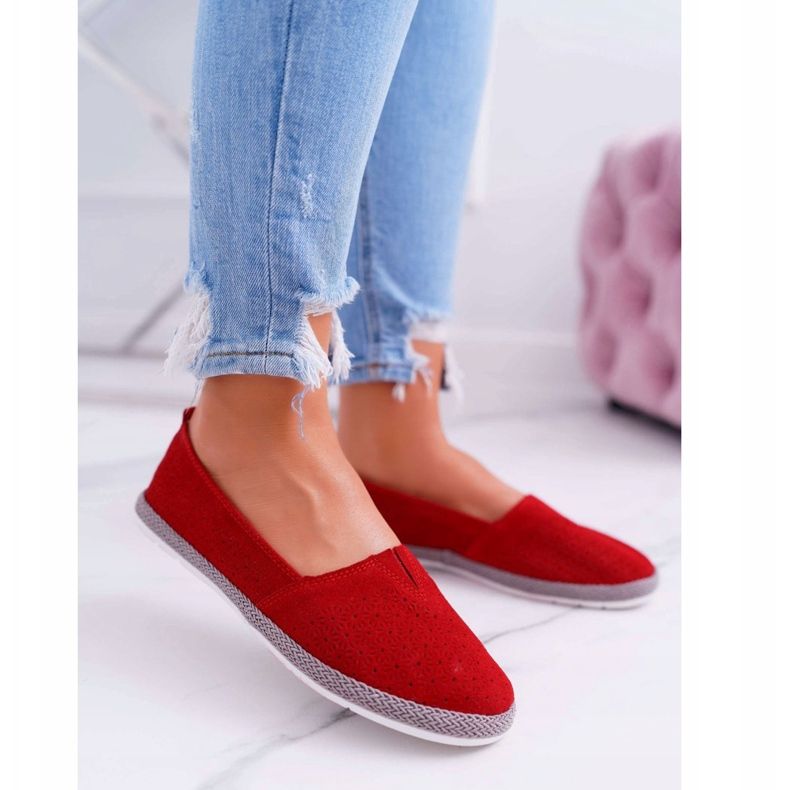 S.Barski Women's Espadrilles Suede Leather Red Bimbo 1
