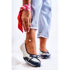 EVE Women's white and navy blue leather openwork ballerinas Erdola 1 EVE Women's white and navy blue leather openwork ballerinas Erdola 1