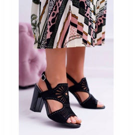 Women's Sandals On High Heel Sergio Leone SK852 Suede Black Diven 2