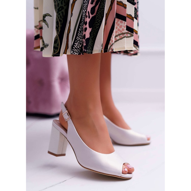 Women's Sandals On High Heel Sergio Leone SK765 Beige Pearl Vime 1