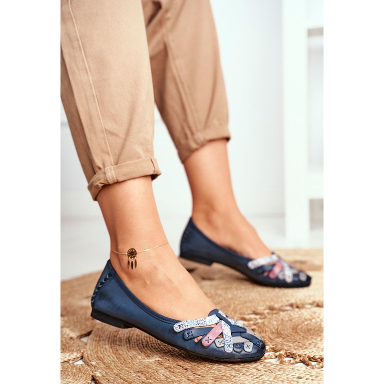 Women's Ballerinas Maciejka Leather Navy Blue 01358 2 Women's Ballerinas Maciejka Leather Navy Blue 01358 2