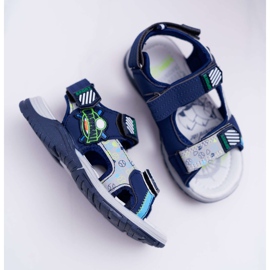 FRROCK Children's Youth Boys Sandals With Velcro Navy Blue Reksio 2