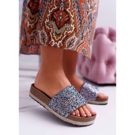 S.Barski Elegant Women's Slippers Thick Jersey sole blue 1