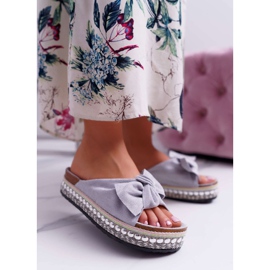 Women's Slippers With Bows Thick Sole Gray Milady grey 1