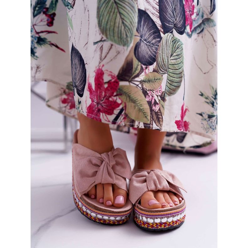 Women's Slippers With Thick Sole Bows Pink Milady 2