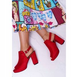 BUGO Women's Sandals On A High Heel With Open Toes Red Montree 1