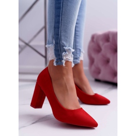 SEA Women's Pumps On A Heel Suede Red Raspberry 1