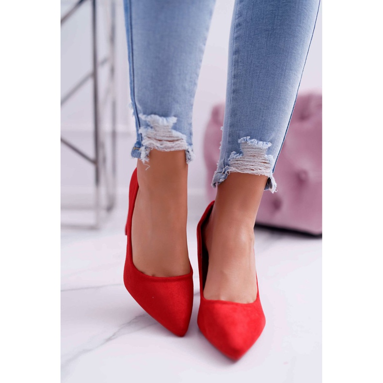 SEA Women's Pumps On A Heel Suede Red Raspberry 2