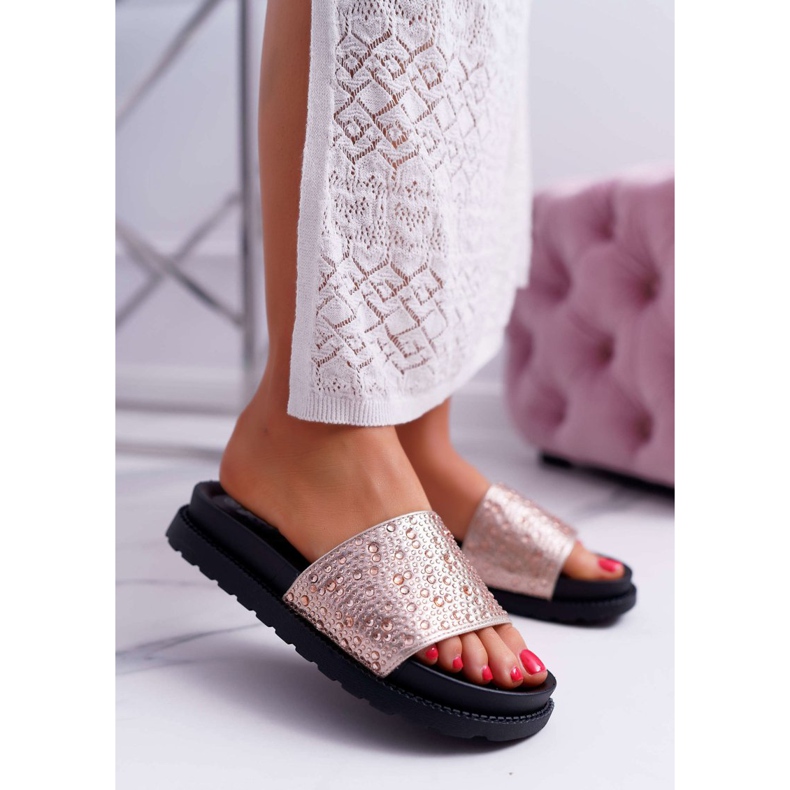 Women's Slippers With Cubic Zirconia Champagne XTI 48821 pink 1