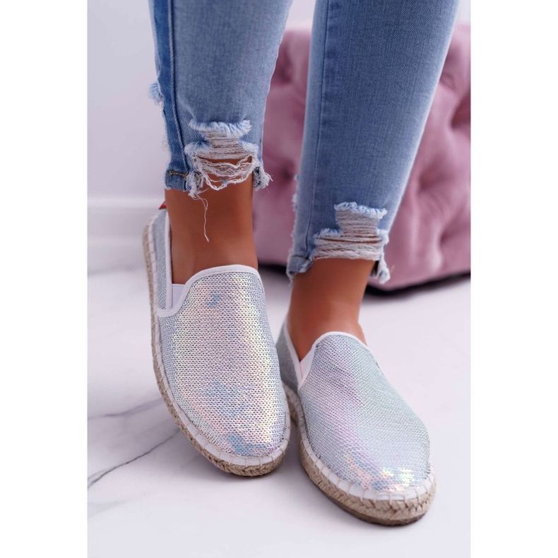 Women's Espadrilles Big Star Iridescent Sequins White DD274A162 1