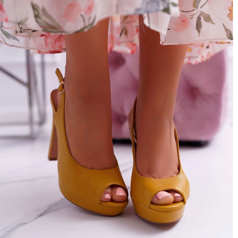 Moow Women's Sandals On High Heel Yellow Lorajn 2