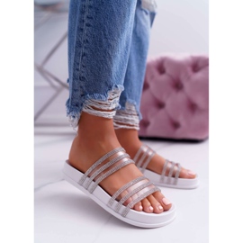 Moow Women's Slippers With Cubic Zirconia White Larena 1