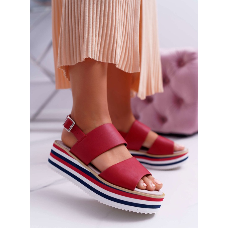 Moow Women's Sandals On The Red Aurera Platform 1