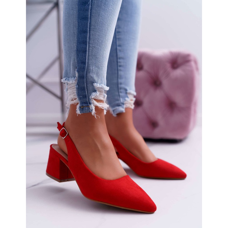 Women's Pumps On A Heel In Spitz Red Contrail 1