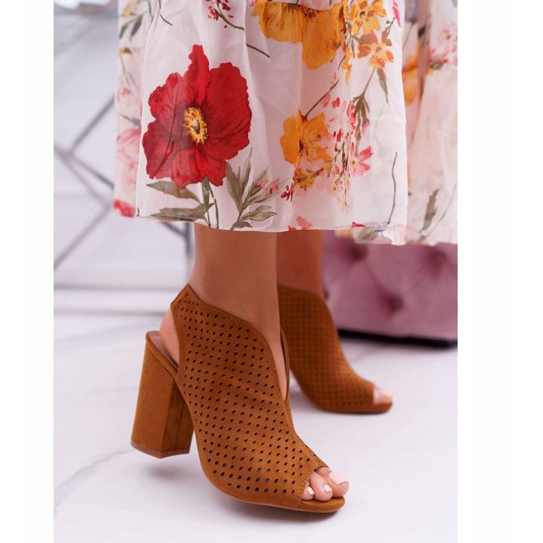 FW1 Women's Sandals On High Heel Peep Toe Camel Nevienna brown 1 FW1 Women's Sandals On High Heel Peep Toe Camel Nevienna brown 1