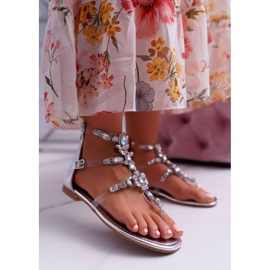 Women's Silver Sandals with Ywen Crystals grey 1