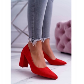 PS1 Women's Pumps On A Heel Suede Red Neshka 1
