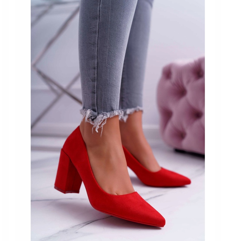 PS1 Women's Pumps On A Heel Suede Red Neshka 1