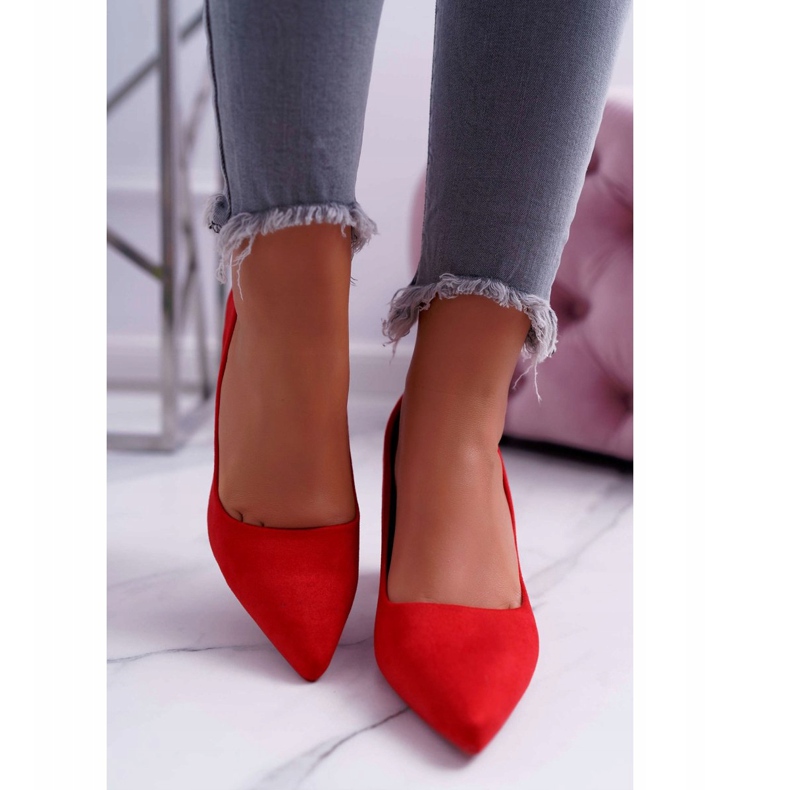 PS1 Women's Pumps On A Heel Suede Red Neshka 2