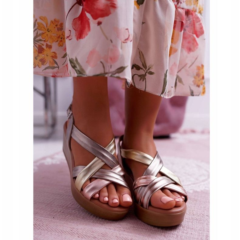 Women's Sandals On Leather Wedges Maciejka ESP27-25 / 00-1 golden 2 Women's Sandals On Leather Wedges Maciejka ESP27-25 / 00-1 golden 2