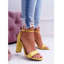 ADY Women's Sandals On Heel Suede Yellow Anastasie 2