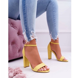ADY Women's Sandals On Heel Suede Yellow Anastasie 1