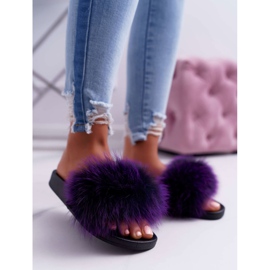 Women's Slippers with Natural Fur Violet Naturis purple 1