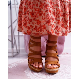 FRERY Women's Sandals On Wedge A String Camel Liluena brown 2