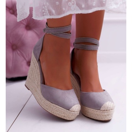 FRBS Women's Sandals On A Wedge Linen Gray Canterola grey 2