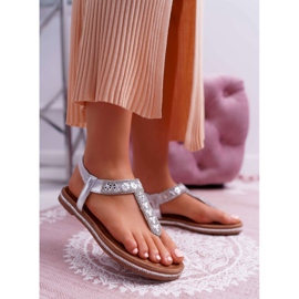 FRBS Women's Sandals Slip-on With Zircons Silver Mabellena grey 1