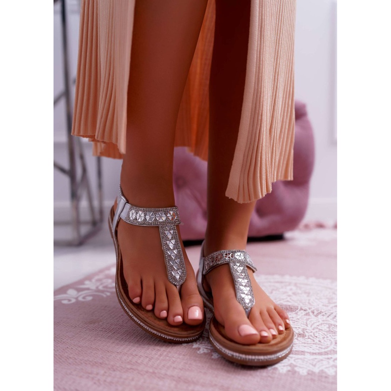 FRBS Women's Sandals Slip-on With Zircons Silver Mabellena grey 2