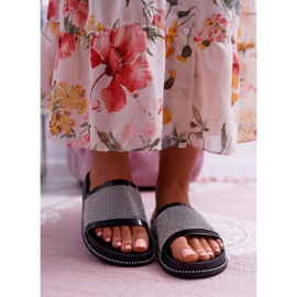 FRBS Women's slippers, profiled with cubic zirconias, Black Rentre 2