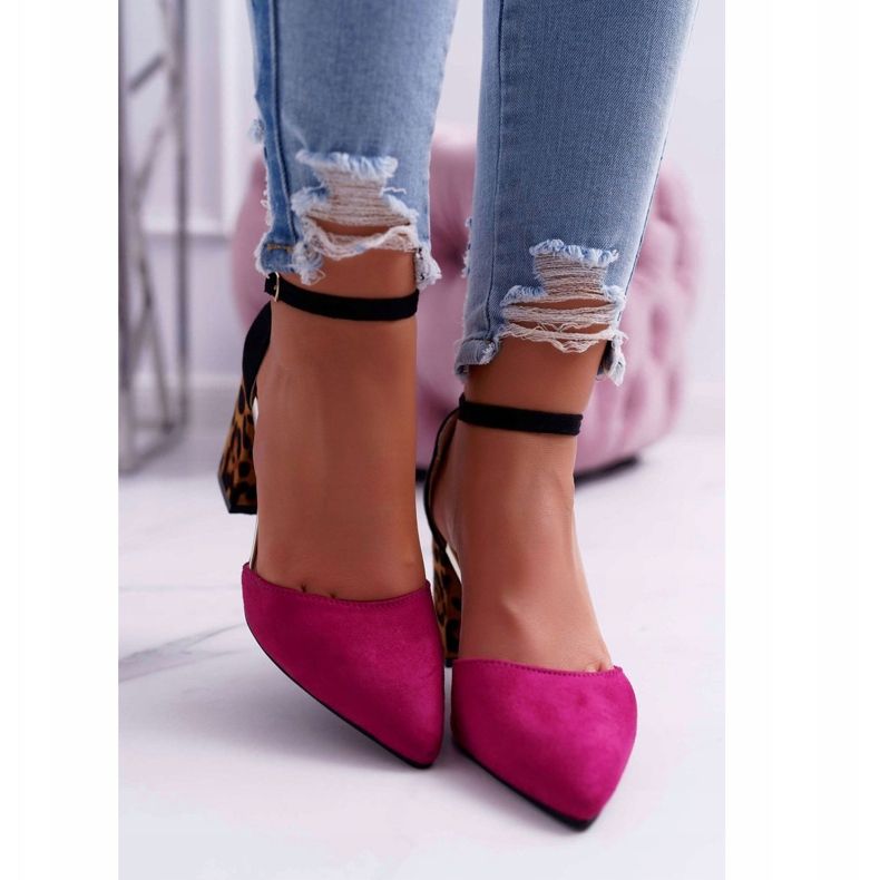 PS1 Women's Pumps On a Heel Leopard Fuchsia Ferri brown black pink multicolored 2