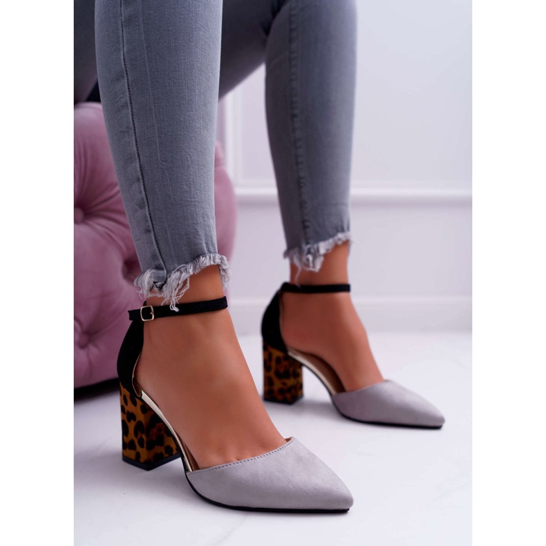 PS1 Women's Pumps On A Heel Leopard Gray Ferri brown black grey 2