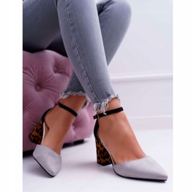 PS1 Women's Pumps On A Heel Leopard Gray Ferri brown black grey 1
