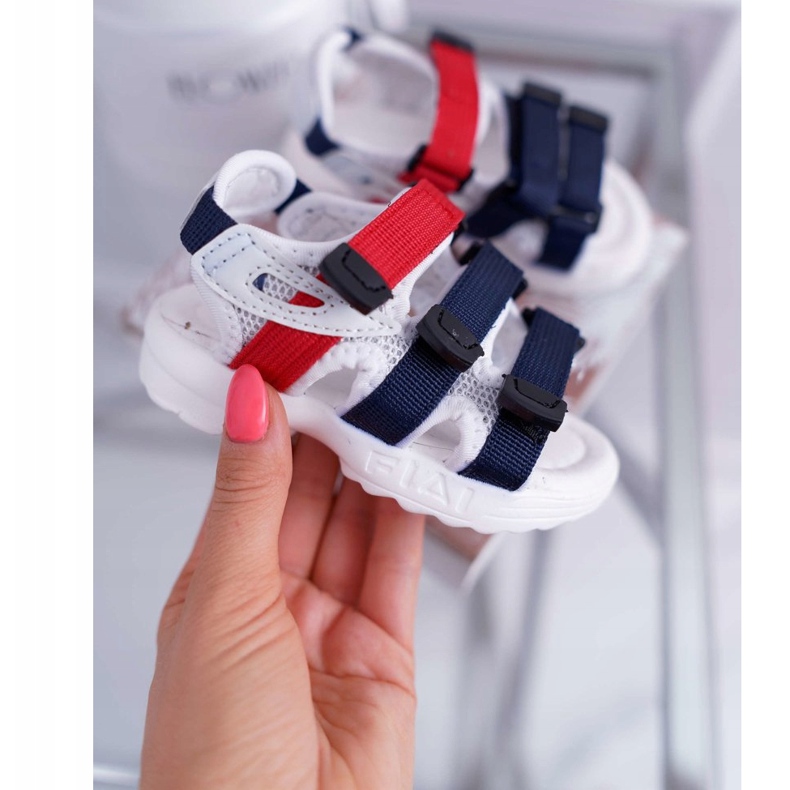 FRROCK Children's Sandals With Velcro For Girls Boys White Fima red navy blue 2