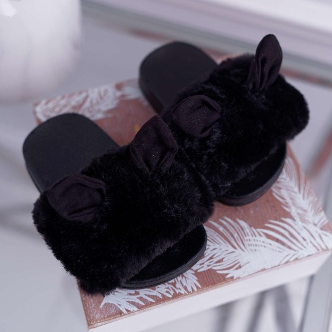 FRROCK Children's Slippers With Fur And Damage Black Thoa 1