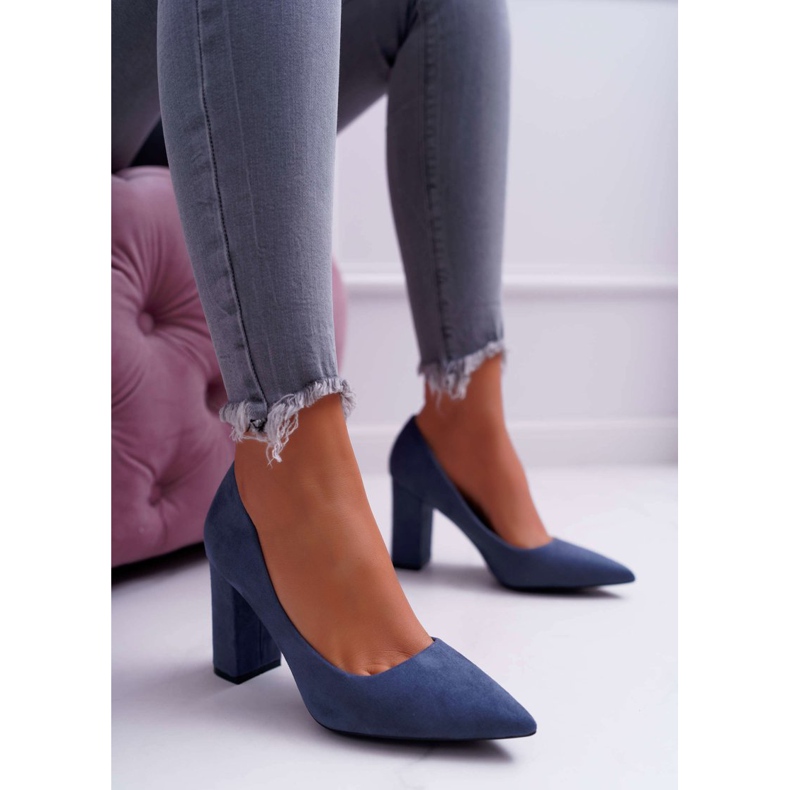 BUGO Women's Pumps On A Heel Suede Blue Clarina 2 BUGO Women's Pumps On A Heel Suede Blue Clarina 2