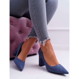 BUGO Women's Pumps On A Heel Suede Blue Clarina 1