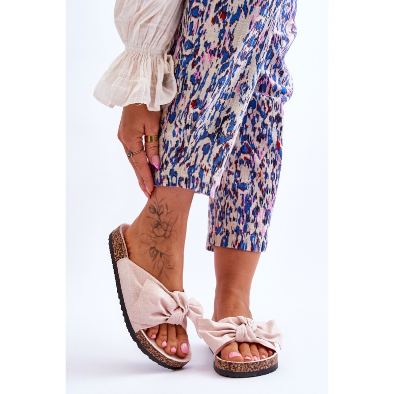 PS1 Women's Beige Slippers With A Bow Wendy Cork 1