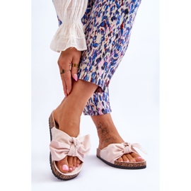 PS1 Women's Beige Slippers With A Bow Wendy Cork 2