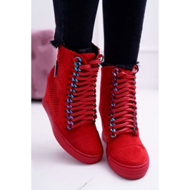 Women's Sneakers Lu Boo Openwork Suede Red Clamma 2