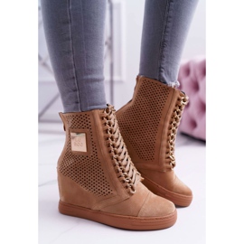 Women's Sneakers Lu Boo Openwork Suede Camel Clamma brown 2