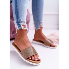 Lu Boo Women's Gold Sequined Slippers Goodies golden 2