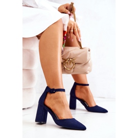 PS1 Women's Pumps On a Heel Suede Navy Blue Harye 2