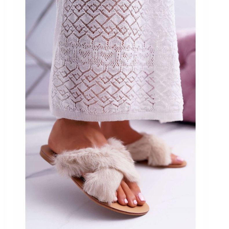 Women's Slippers With Fur Lu Boo White Pimmer 1