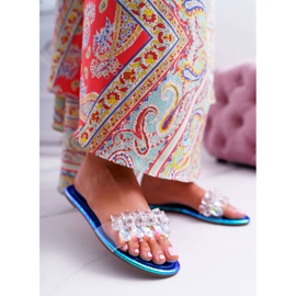 Women's Slippers With Cubic Zirconia Lu Boo Petrol Blue Mediana 2