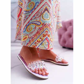 Women's Slippers With Cubic Zirconia Lu Boo Petrol Silver Mediana grey 1