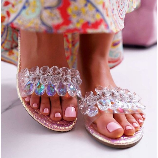 Women's Slippers With Cubic Zirconia Lu Boo Petrol Pink Mediana 2 Women's Slippers With Cubic Zirconia Lu Boo Petrol Pink Mediana 2
